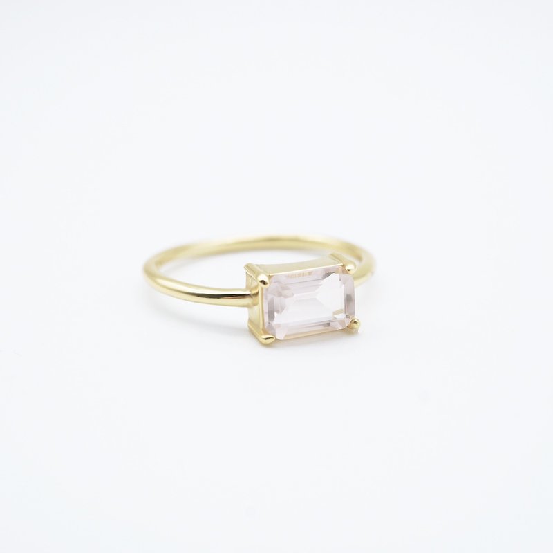 RECTANGULAR ROSE QUARTZ RING ( SILVER/ 18KG/ ROSEGOLD ) - General Rings - Gemstone Pink