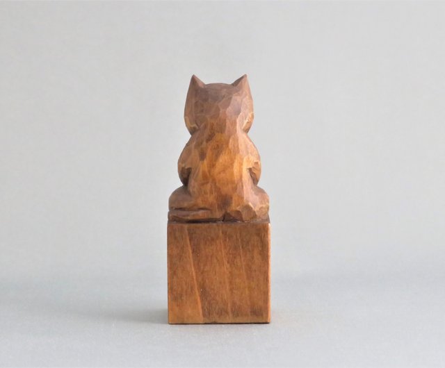 木製 千万両　猫の彫刻 座禅猫 木彫り 猫仏さまA1120 - ショップ 仏屋さかい stha Hotokeya