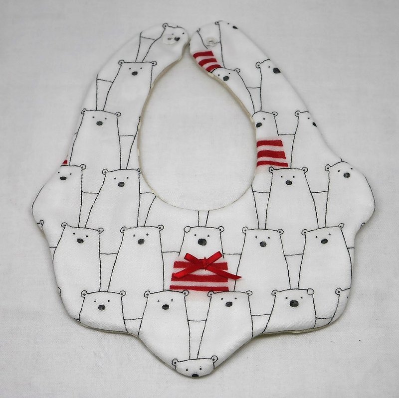 Japanese Handmade 8-layer-gauze Baby Bib - 圍兜/口水巾 - 棉．麻 白色