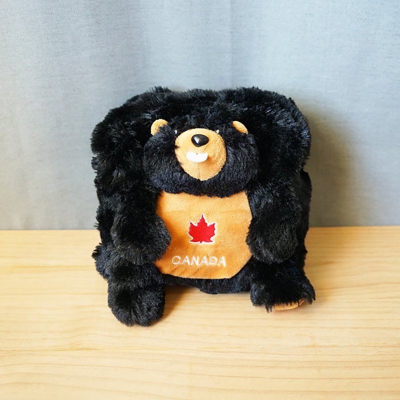 [Arctic second-hand groceries] Canadian Bear Plush Backpack Children's Backpack - กระเป๋าสะพาย - เส้นใยสังเคราะห์ สีดำ