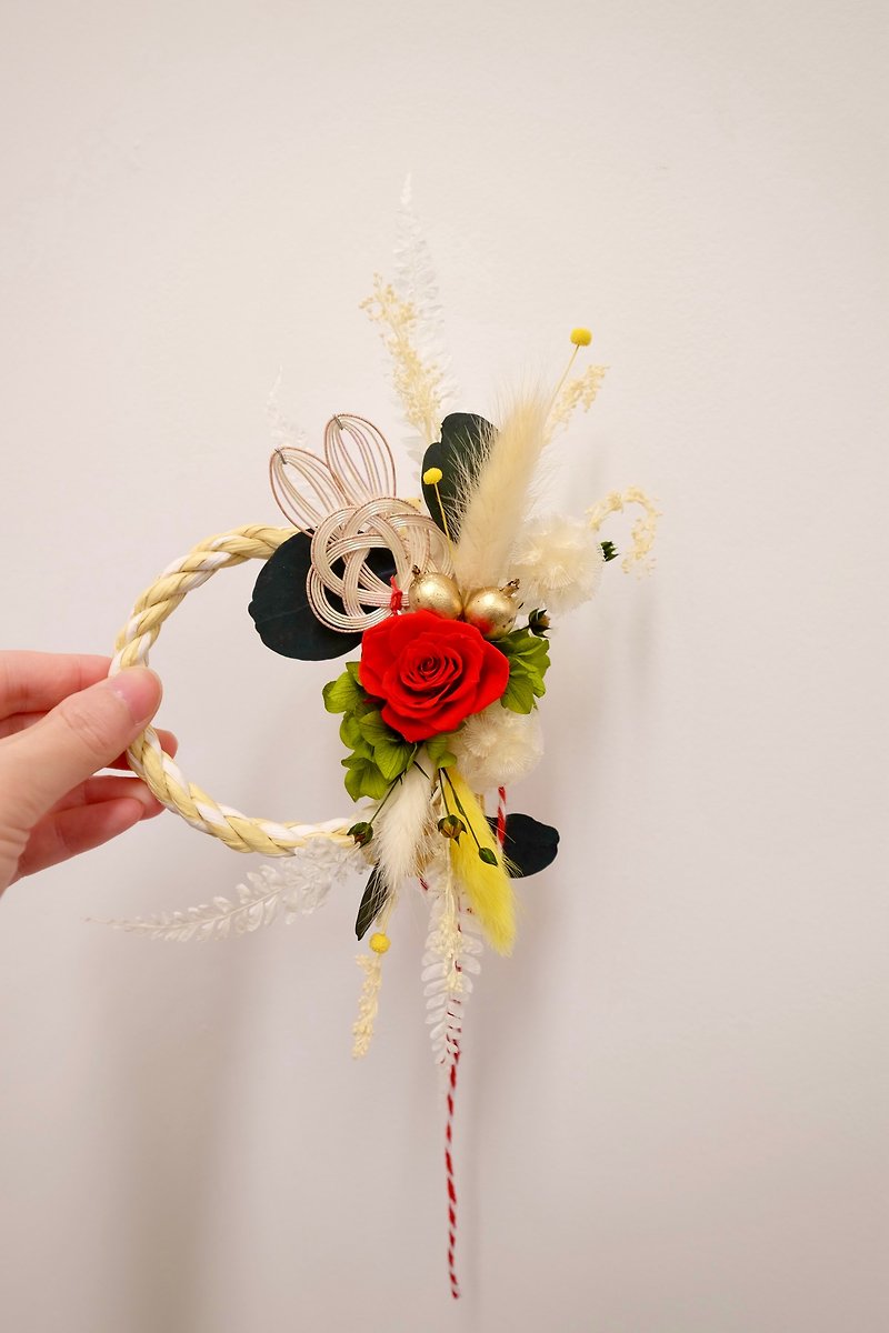 Preserved Flower Tutu Note Rope - Japanese Blessing New Year Ornament New Year's Ornament - Ortensia Florist - Dried Flowers & Bouquets - Plants & Flowers Red