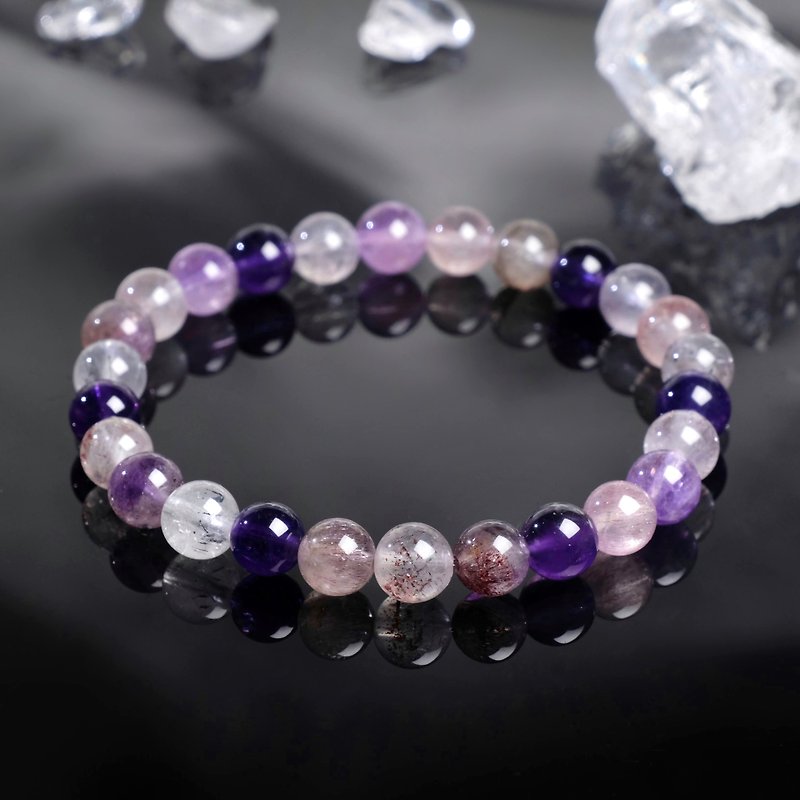 [Transfer] #432 One picture, one object // 7mm super seven crystal bracelet, Brazilian energy mineral rare - Bracelets - Crystal 