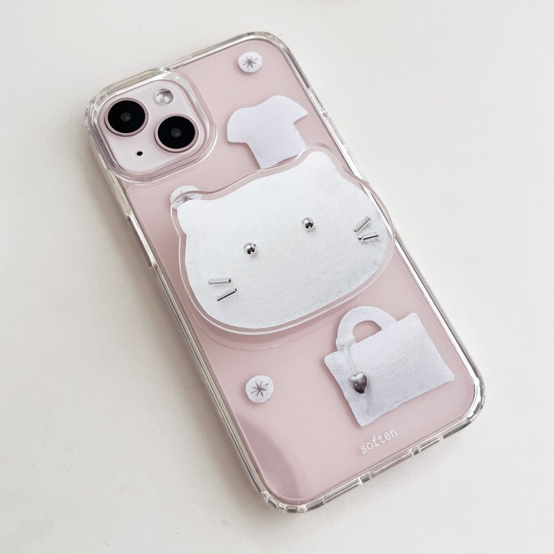 silver cat phone grip - อุปกรณ์เสริมอื่น ๆ - อะคริลิค ขาว