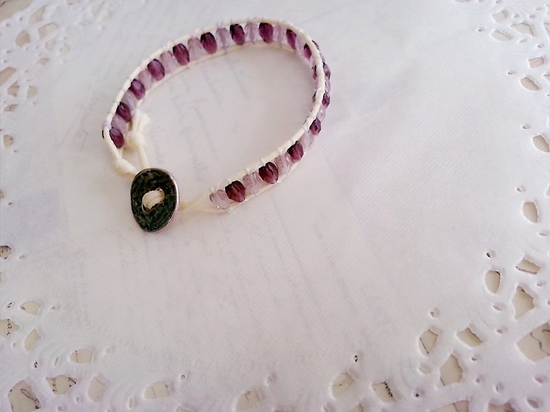 Simply Life Grape Bright Purple Bicolor Czech Glass Beads Woven Hand Rope - Bracelets - Glass Purple