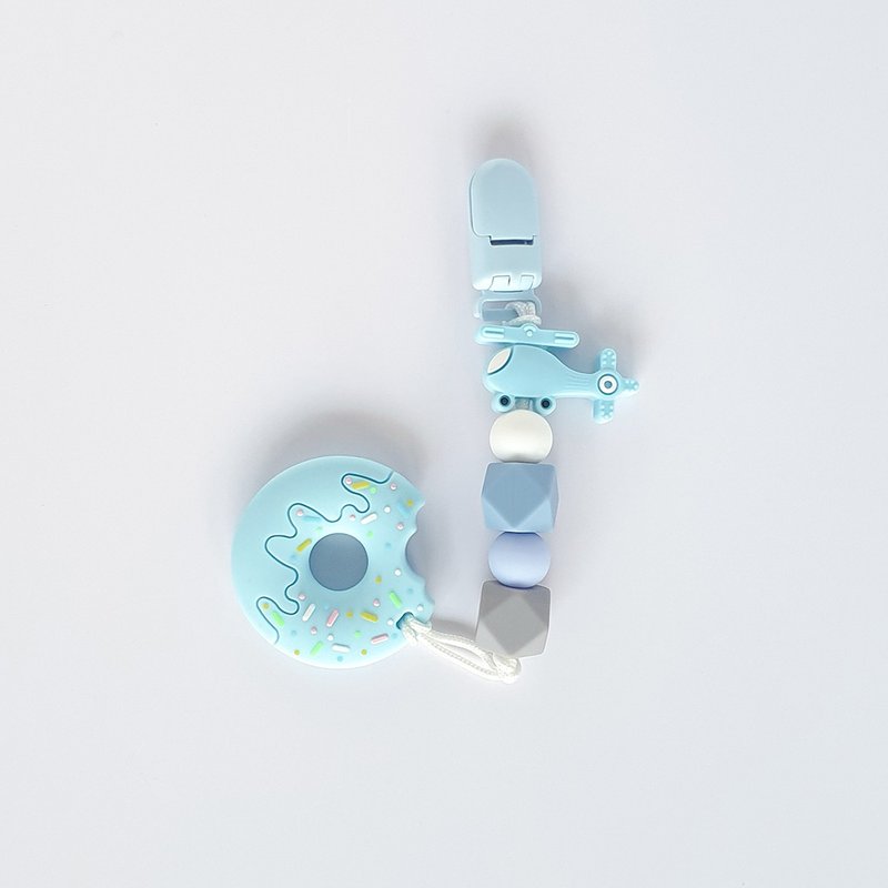 5顆 無字 直升機 藍色甜甜圈固齒器 / 客製化奶嘴鏈 - 寶寶/兒童玩具/玩偶 - 其他材質 多色