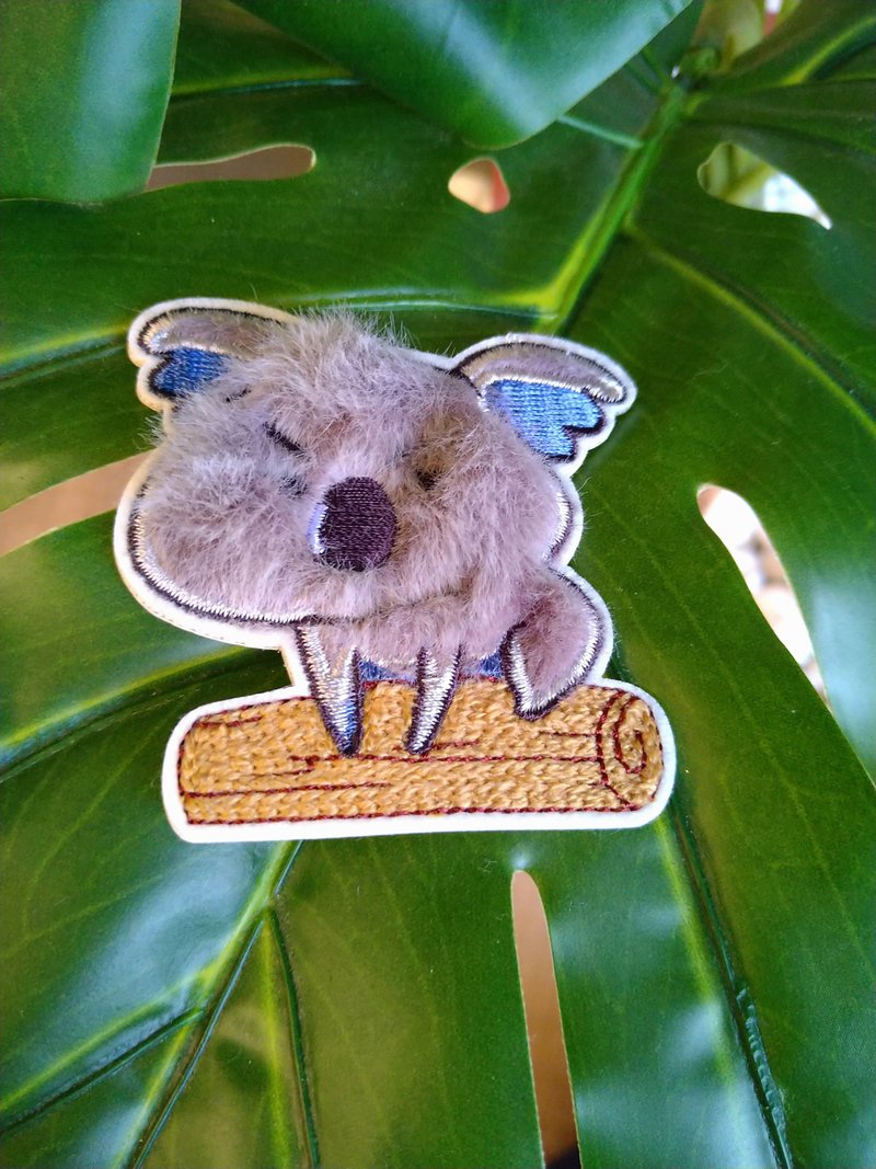 Embroidery sticker animal series-koala three-dimensional embroidery - Stickers - Thread Gray