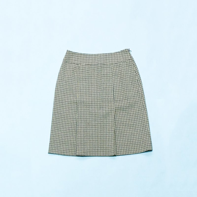 Skirt / Green Checkered A-line Skirt - Skirts - Cotton & Hemp Green