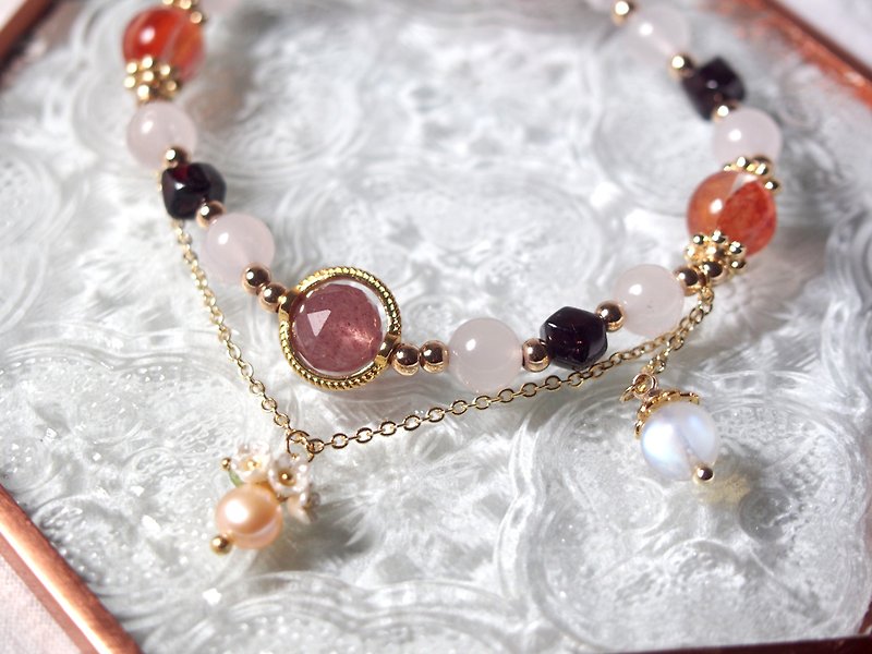 Peach Blossom l Pink Quartz l Strawberry Quartz l Moonstone l Peach Blossom l Health [Gift Recommendation] - Bracelets - Crystal Pink
