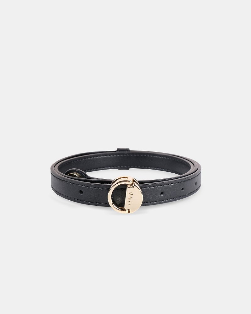 Vegan Leather Magnetic Buckle Thin Belt Belt Black - Belts - Faux Leather Black