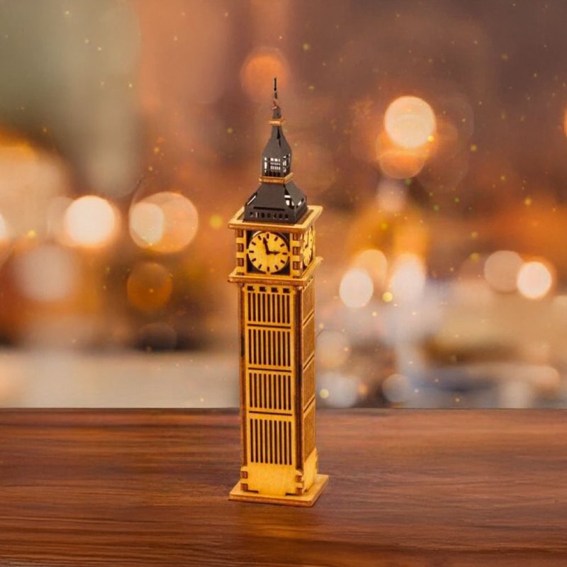 German Educational Mechanical Box / Big Ben Night Light - Board Games & Toys - Wood 