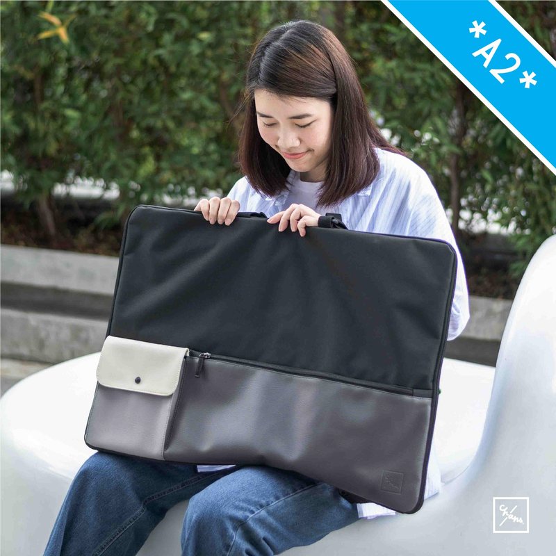 Mana A2 | Drawing Board Portable Case/Briefcase (A2 paper size) - Neutral Gray - 公事包 - 人造皮革 灰色