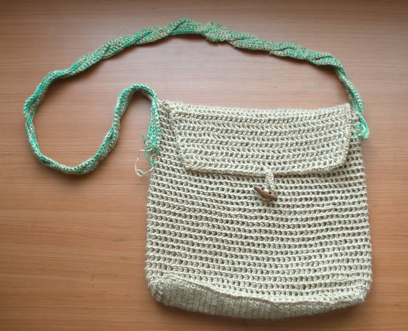 Korea shavings shoulder bag / primary color woven Linen rope / cotton rope - Messenger Bags & Sling Bags - Cotton & Hemp 