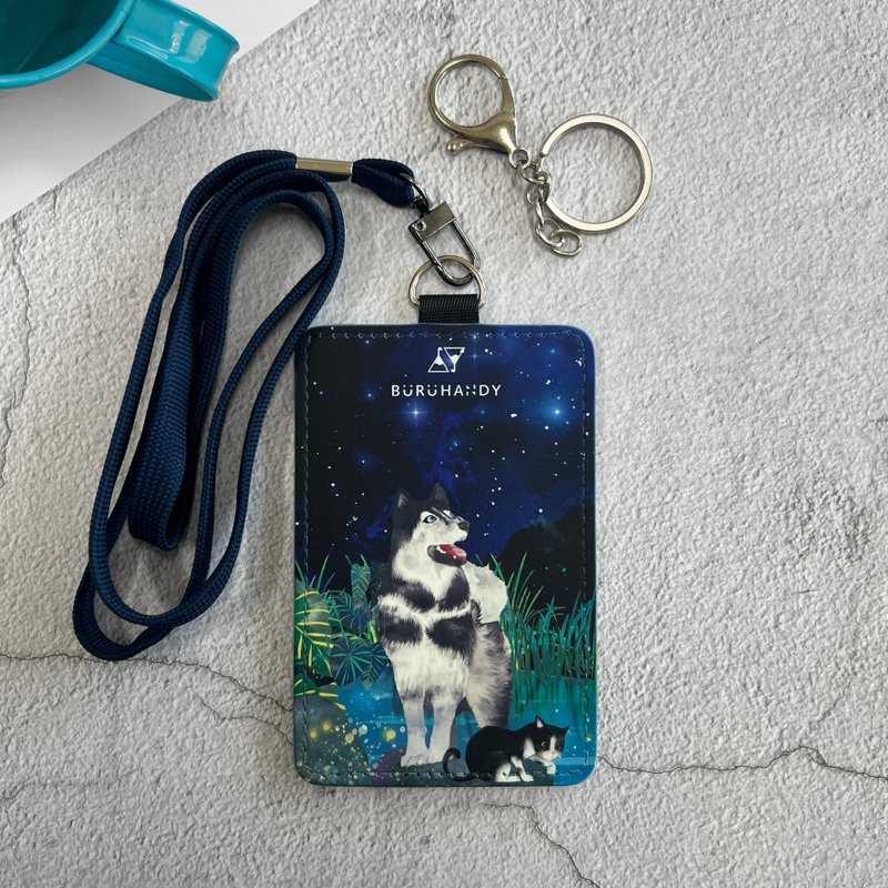 Identification card holder/document holder/illustration/starry night sky - ที่ใส่บัตรคล้องคอ - เส้นใยสังเคราะห์ 