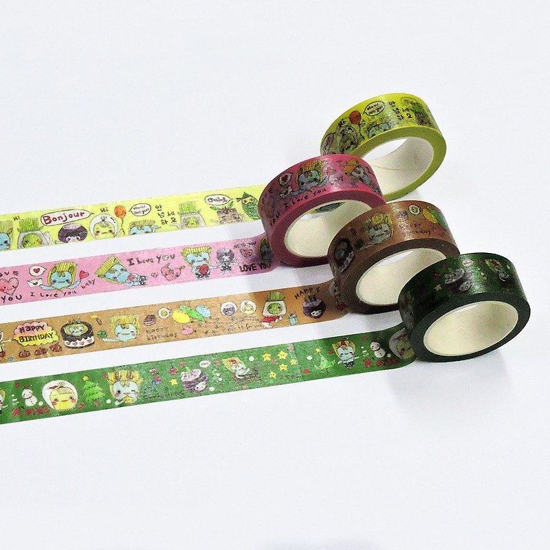 +Mini Han original hand-painted paper tape set (set of 4 rolls) boxed - Washi Tape - Paper Multicolor