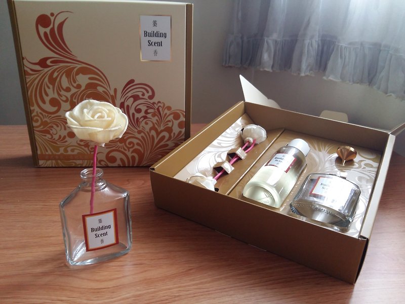 Building Scent Fragrance Essence Gift Box - Rose Sweetheart Rose Baby - Fragrances - Glass Gold