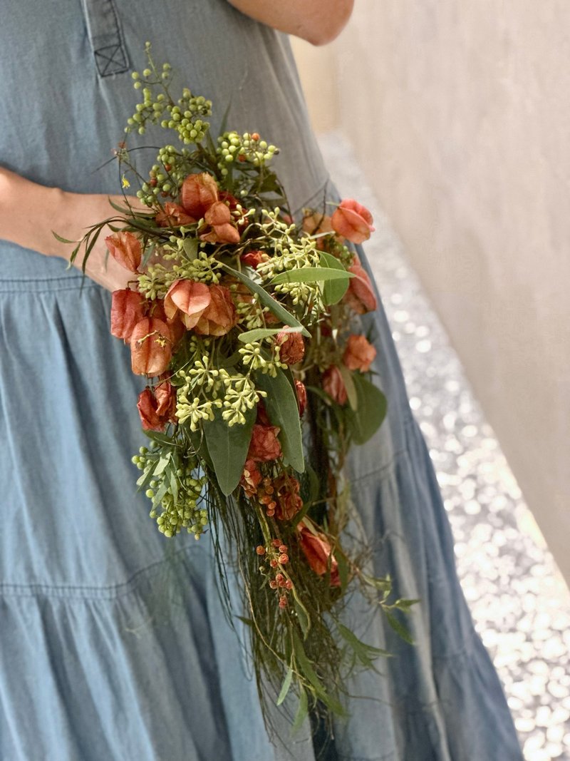 季節花圈 - 秋日光景 / 新鮮花材 / 可乾燥 - 乾燥花/永生花 - 植物．花 紅色