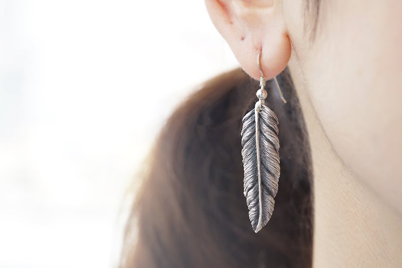 ฺBlack Albatross earrings - Earrings & Clip-ons - Silver Silver