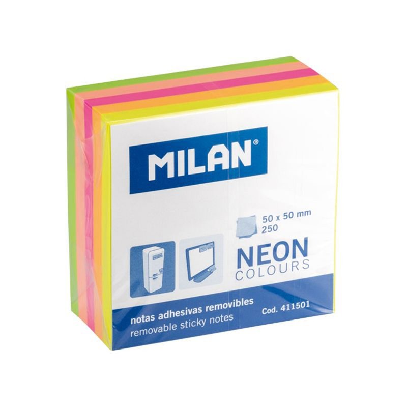 MILAN neon mini sticky notes_5 colors_50mm_250 sheets - กระดาษโน้ต - กระดาษ สีเหลือง