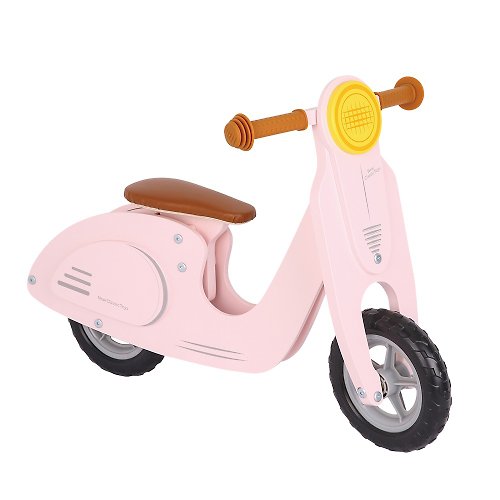 Rikunori Toys 瑞克腦力 【荷蘭New Classic Toys】木製平衡滑步車/學步車 - 草莓牛奶