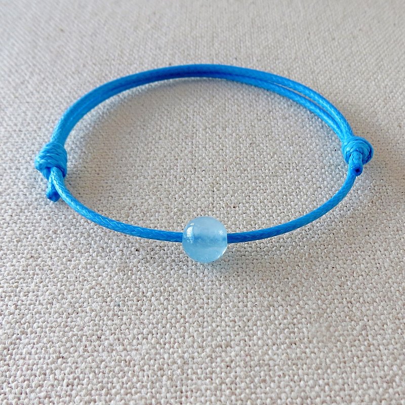 Lucky wish [lucky stone] seawater Sapphire Korea wax bracelet - สร้อยข้อมือ - เครื่องเพชรพลอย สีน้ำเงิน