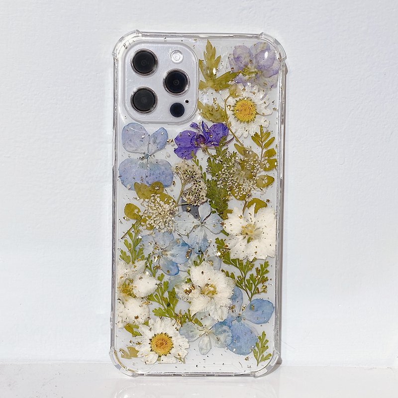 [Molafu hand-made design] Dry flower phone case - Other - Silicone Blue