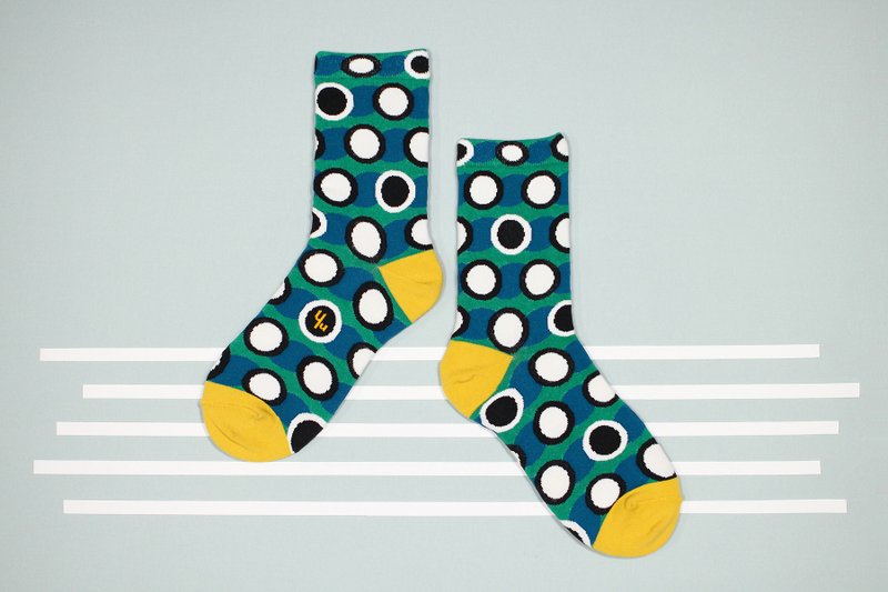 Coffeehouse Green Unisex Crew Socks | colorful fun & comfortable socks - ถุงเท้า - ผ้าฝ้าย/ผ้าลินิน สีเขียว