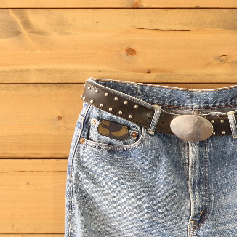 Emergency mini pocket for jeans HOLLY(Camouflage) Made in Japan Leather wallet - เครื่องหนัง - หนังแท้ หลากหลายสี