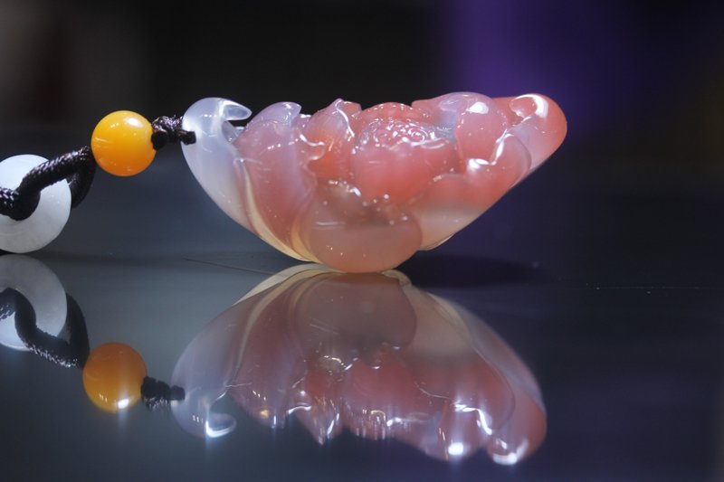 非紅瑪瑙 荷花\一品清廉 吊墜吊飾掛件毛衣鏈\送女友禮佳品 - 項鍊 - 玉石 紅色