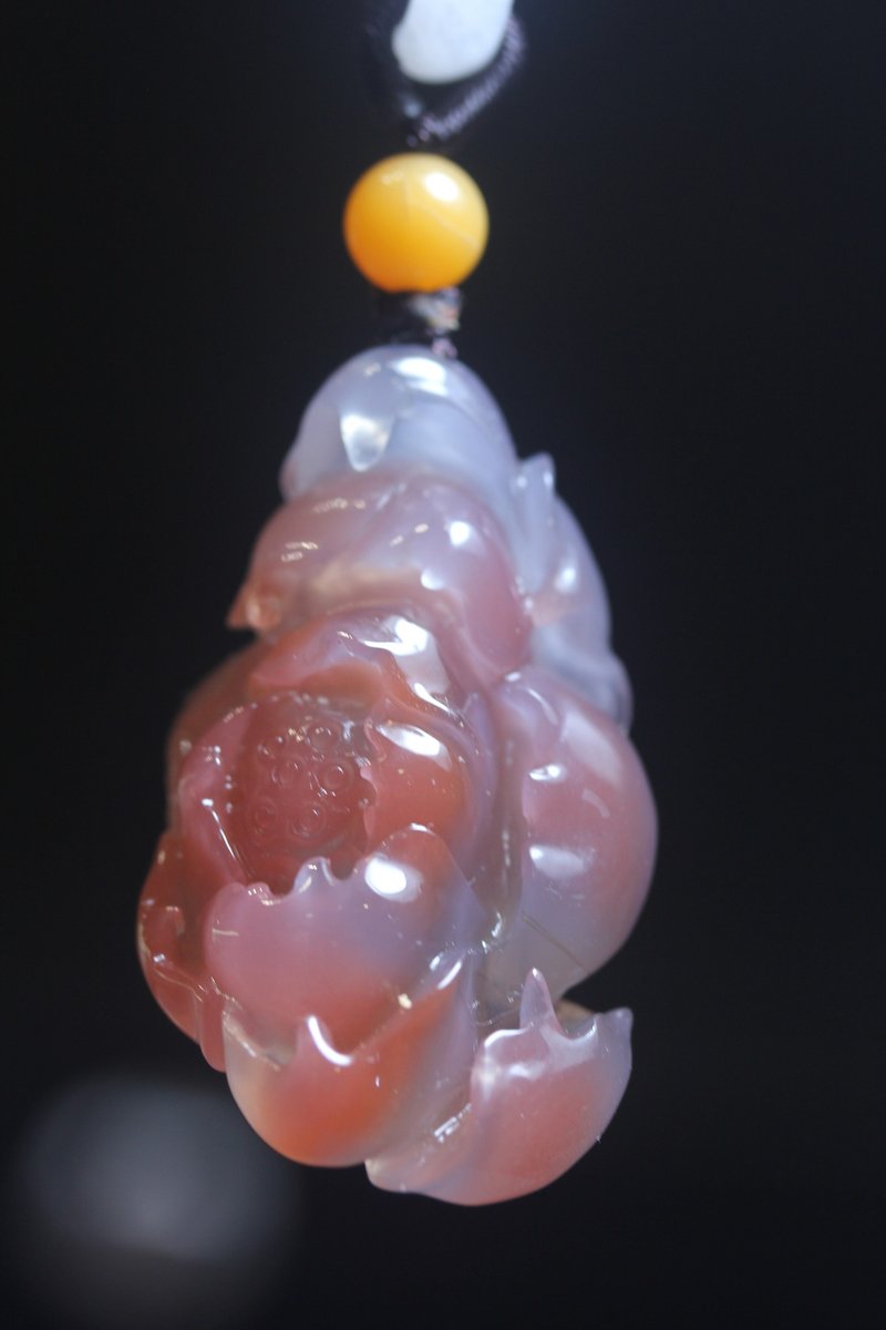 【一品清廉】非紅瑪瑙 蓮の花 ペンダント飾り セーターチェーン 彼女へのプレゼントに最適 - ネックレス - 翡翠 レッド