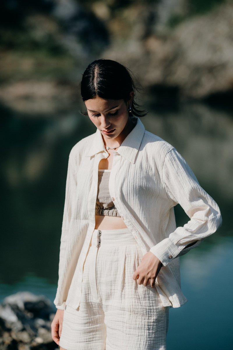 Palit shirt (White) - 女襯衫 - 棉．麻 