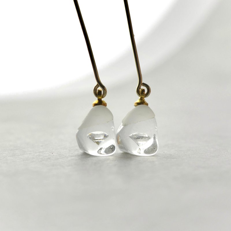 Cubic Zirconia, 14kgf, Drop Earrings, Simple, Resin, Birthday Gift, Made in Japan - Earrings & Clip-ons - Resin Transparent