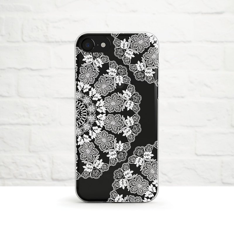 Lace Doily, White, Clear Soft Case, iPhone X, iphone8, iPhone 7, iPhone 7 plus, iPhone 6, iPhone SE, Samsung - Phone Cases - Rubber White