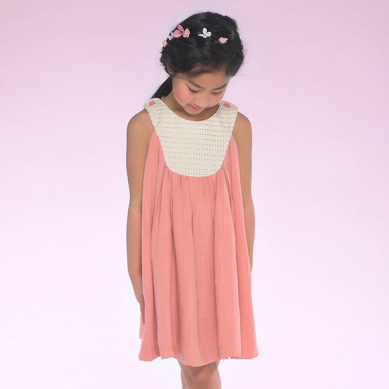 Ángeles-安荷童裝雙肩釦棉麻洋裝 (2歲到7歲) - 其他 - 棉．麻 