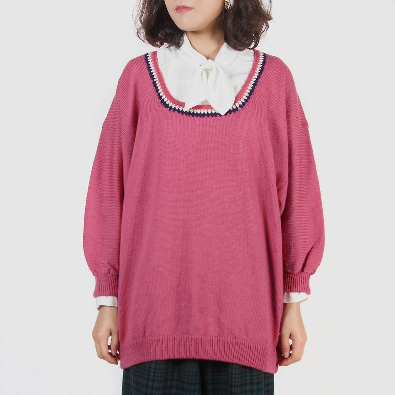 [Egg plant vintage] plum fruit yogurt vintage kimono sweater - Women's Sweaters - Wool 