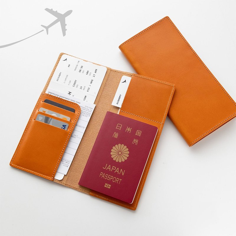 長款護照夾 【 Tochigi Leather Jeans 駝色 】 姓名壓印 燙金 真皮 旅行 行李夾 HG26K - 護照套/passport 套 - 真皮 咖啡色