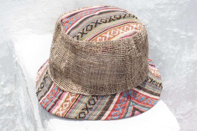 Ethnic stitching hand-woven cotton hat / fisherman hat / visor / patchwork hat / knit hat / handmade cap - South America - หมวก - ผ้าฝ้าย/ผ้าลินิน หลากหลายสี