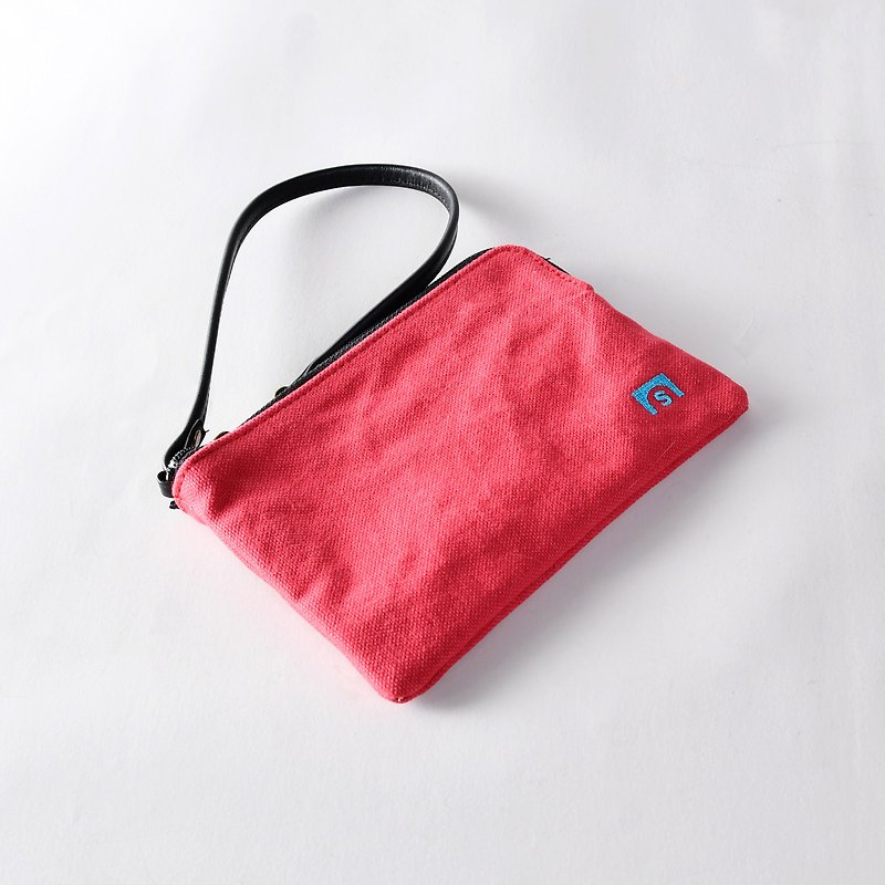 Clutch bag - LEAF red - Clutch Bags - Cotton & Hemp Red