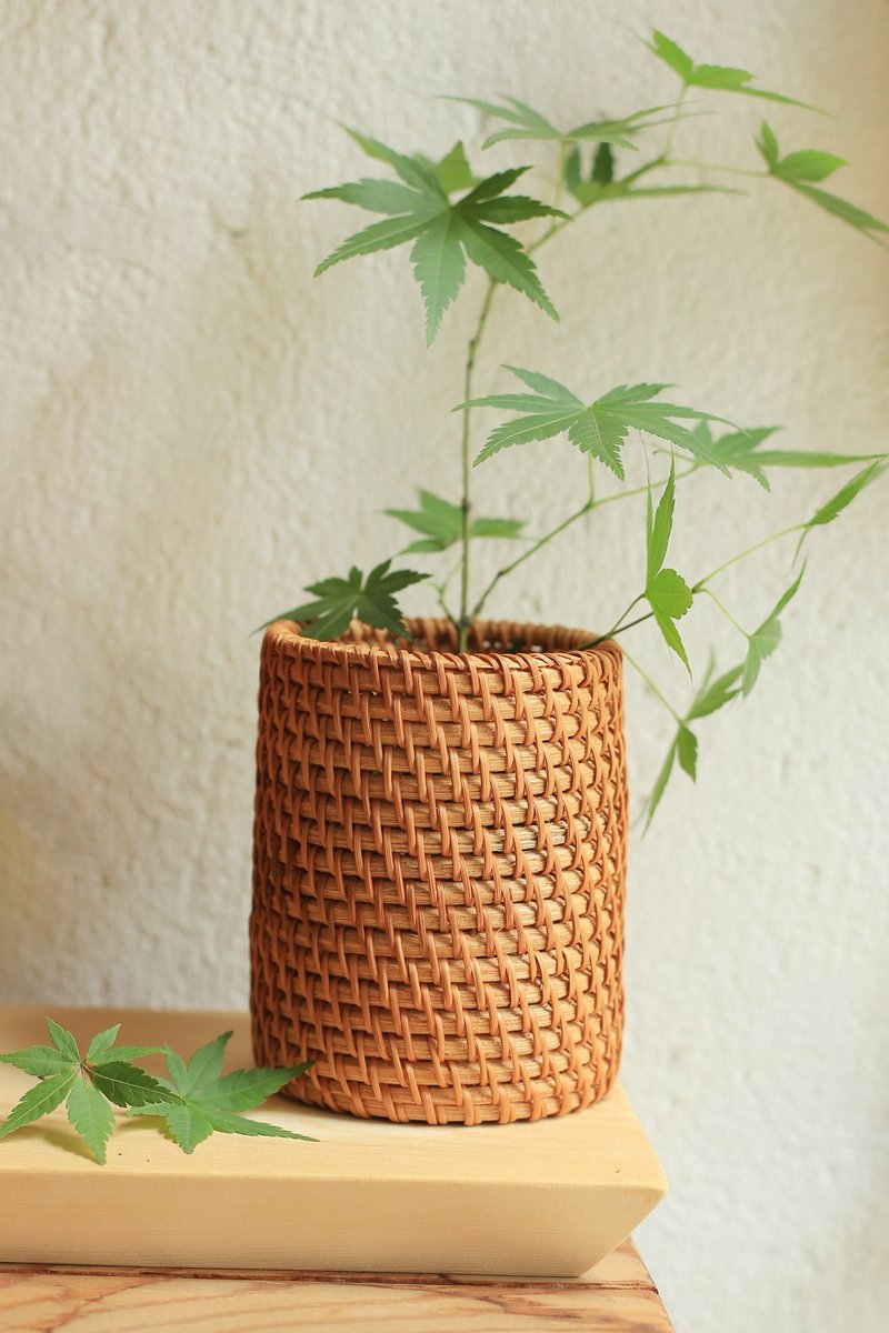 Rattan series | Tea set pen holder | Flower vase multi-purpose storage tube | Natural autumn rattan - Storage - Plants & Flowers 