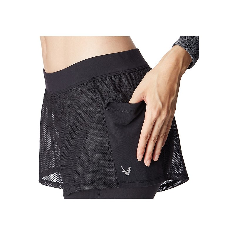 [MACACA] tightly wrapped jogging 2in1 short pants - ATG7591 black / black - ชุดโยคะ - ไนลอน สีดำ