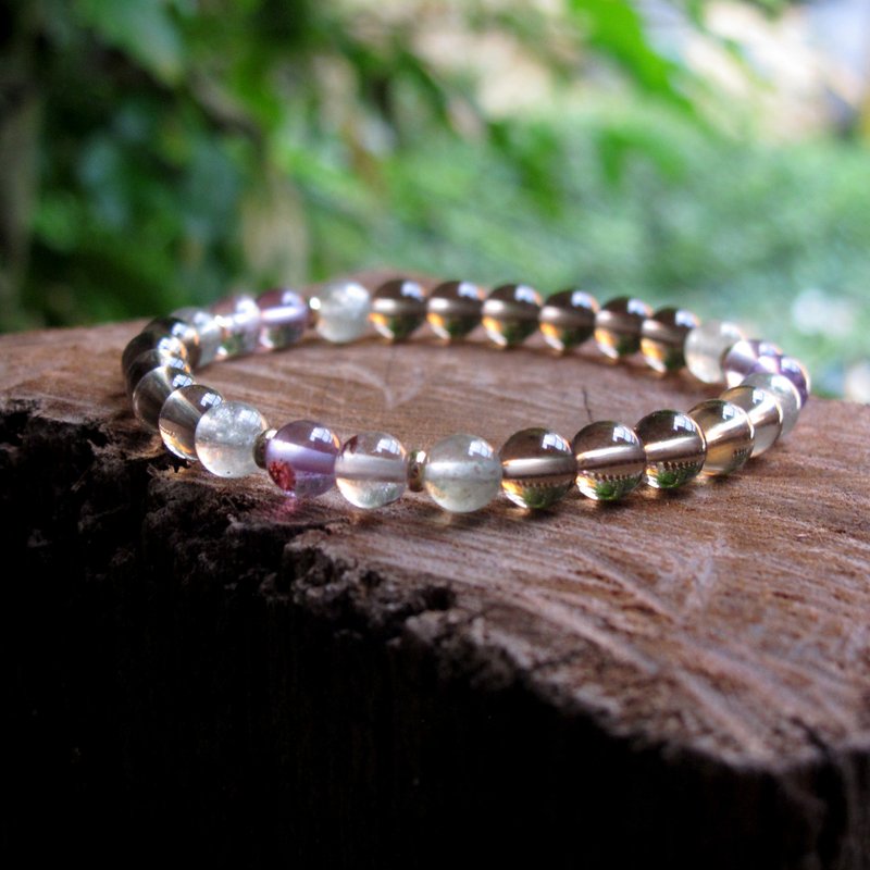 14k Gold ∣ Citrine Green Strawberry Purple Ghost Natural Stone Bracelet - Bracelets - Semi-Precious Stones Brown