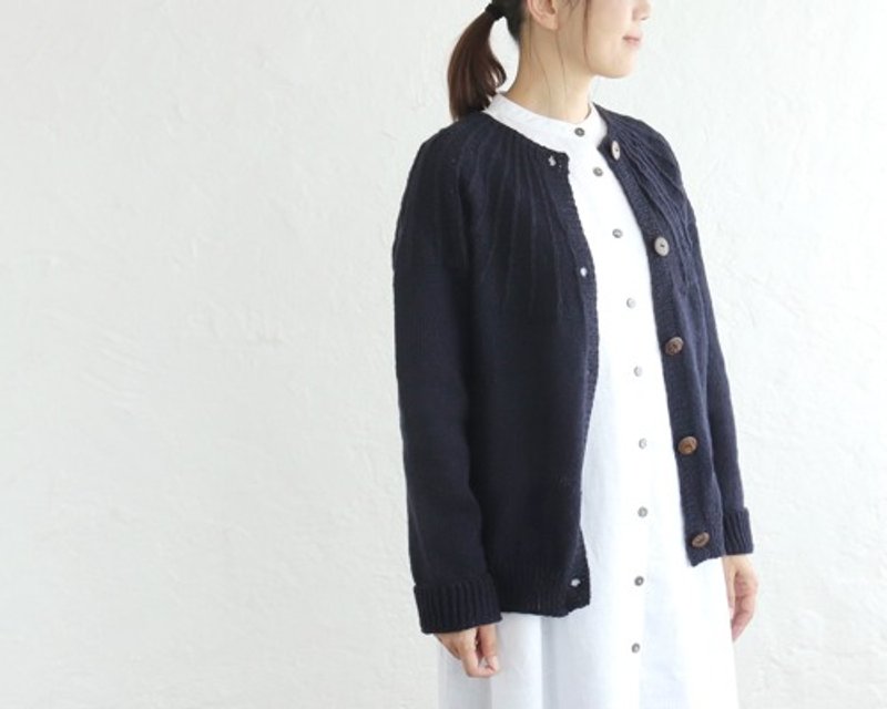 Pinkoi 代購 - 柔軟溫暖的圓軛設計手工針織100%羊毛開襟衫（海軍藍）npcl05 - 女毛衣/針織衫 - 棉．麻 