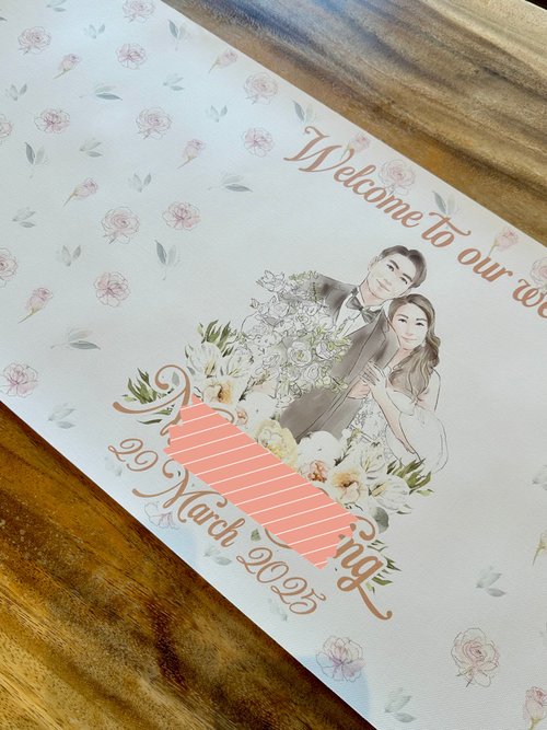 MYLove Design HK 客製化花系婚禮簽名簽到畫布 油畫布訂製
