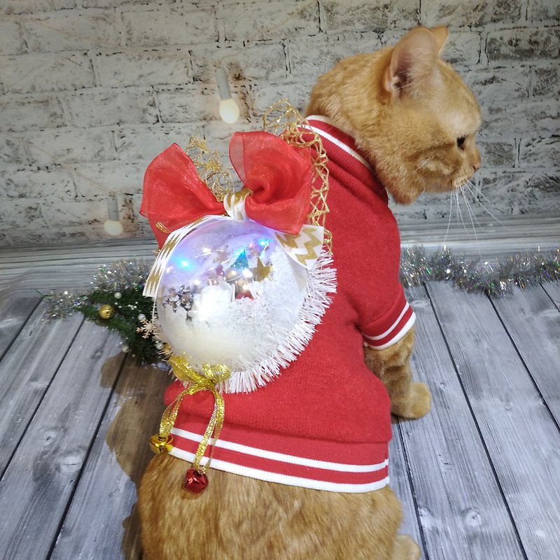 グロー アグリー クリスマス セーター |猫用クリスマスコスチューム |クリスマスの装飾 - 洋服・帽子 - ウール レッド
