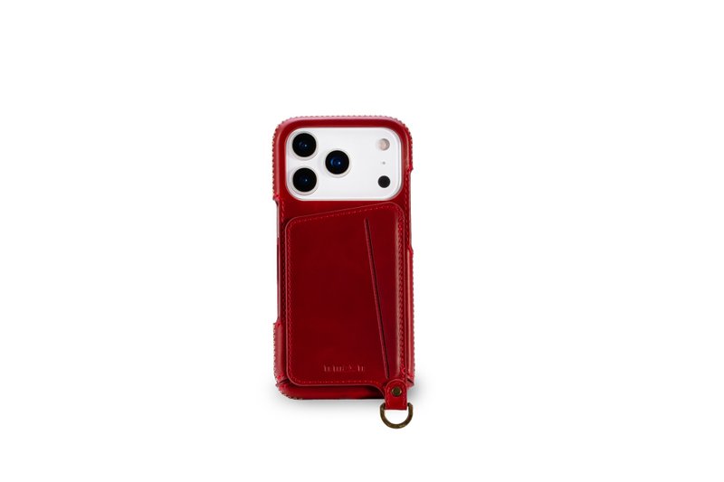 iPhone 17 Pro 經典系列-磁吸站立卡袋手機皮套-辣椒紅 - 手機殼/手機套 - 真皮 紅色