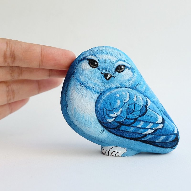 Bird stone painting,original art. - 擺飾/家飾品 - 防水材質 藍色