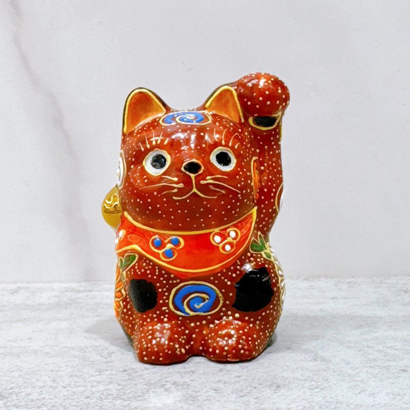 【赤韻牡福】日本九谷燒招財貓 | 赤盛 2號 - 擺飾/家飾品 - 瓷 紅色