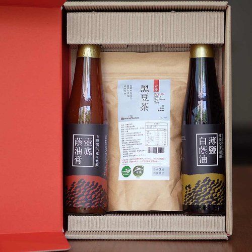 上下游市集 黑大伴禮盒 -有機蔭油、有機本土黑豆茶