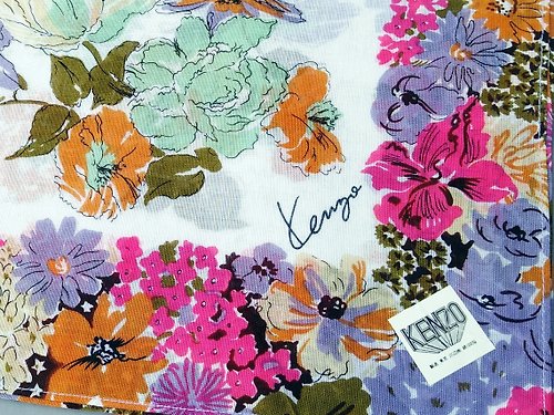 orangesodapanda Kenzo Vintage Japanese Women Handkerchief Floral Handkerchief 17 x 17 inches