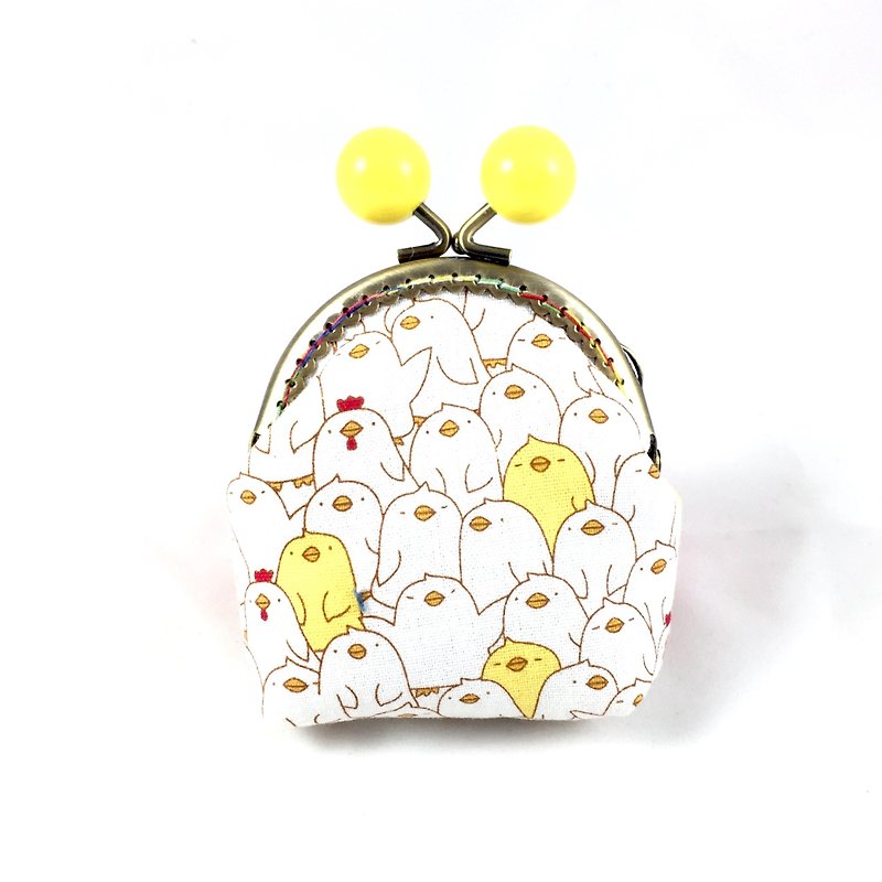 Little rainbow candy gold purse - chickens pile - กระเป๋าใส่เหรียญ - ผ้าฝ้าย/ผ้าลินิน สีเหลือง