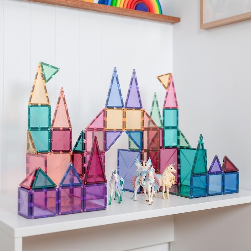 Australian Connetix Pastel Magnetic Building Blocks-Elementary Basic Set (64pc) - Kids' Toys - Plastic 